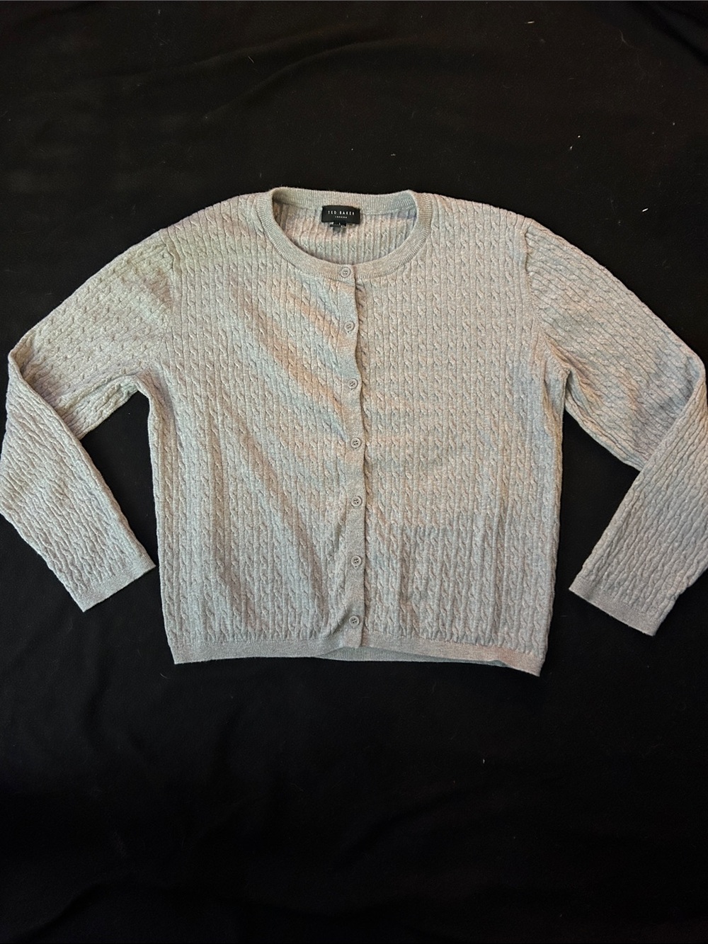 Ted Baker London Light Gray Cable-Knit Button Cardigan